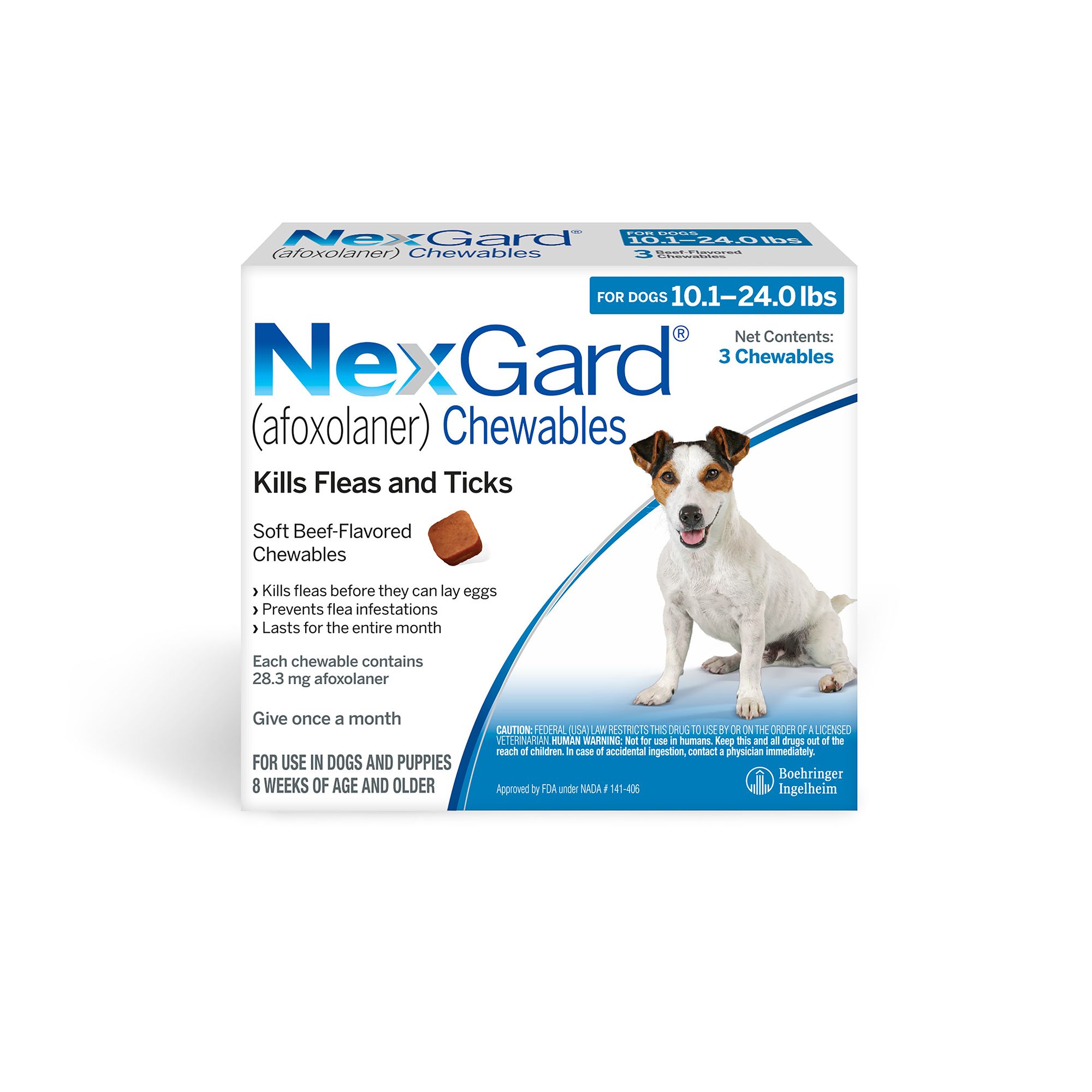 NexGard Chewable Tablets for Dogs 10.1-24 lbs, Size: 3 Count | PetSmart