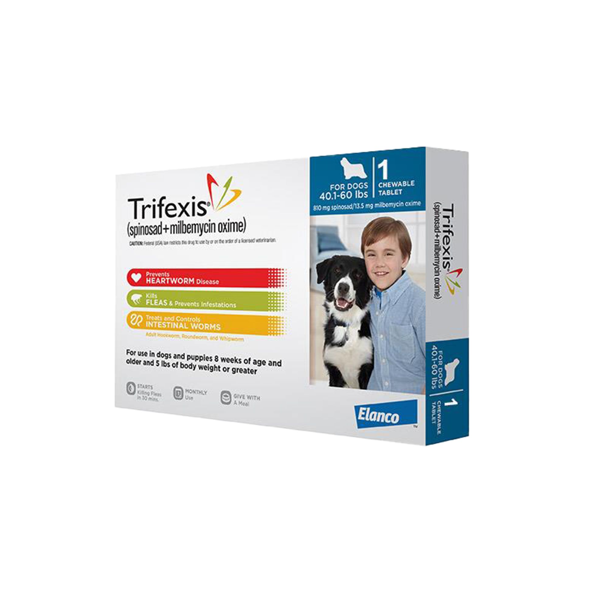 Trifexis Chewable Tablets for Dogs 40.1 60 lbs Blue