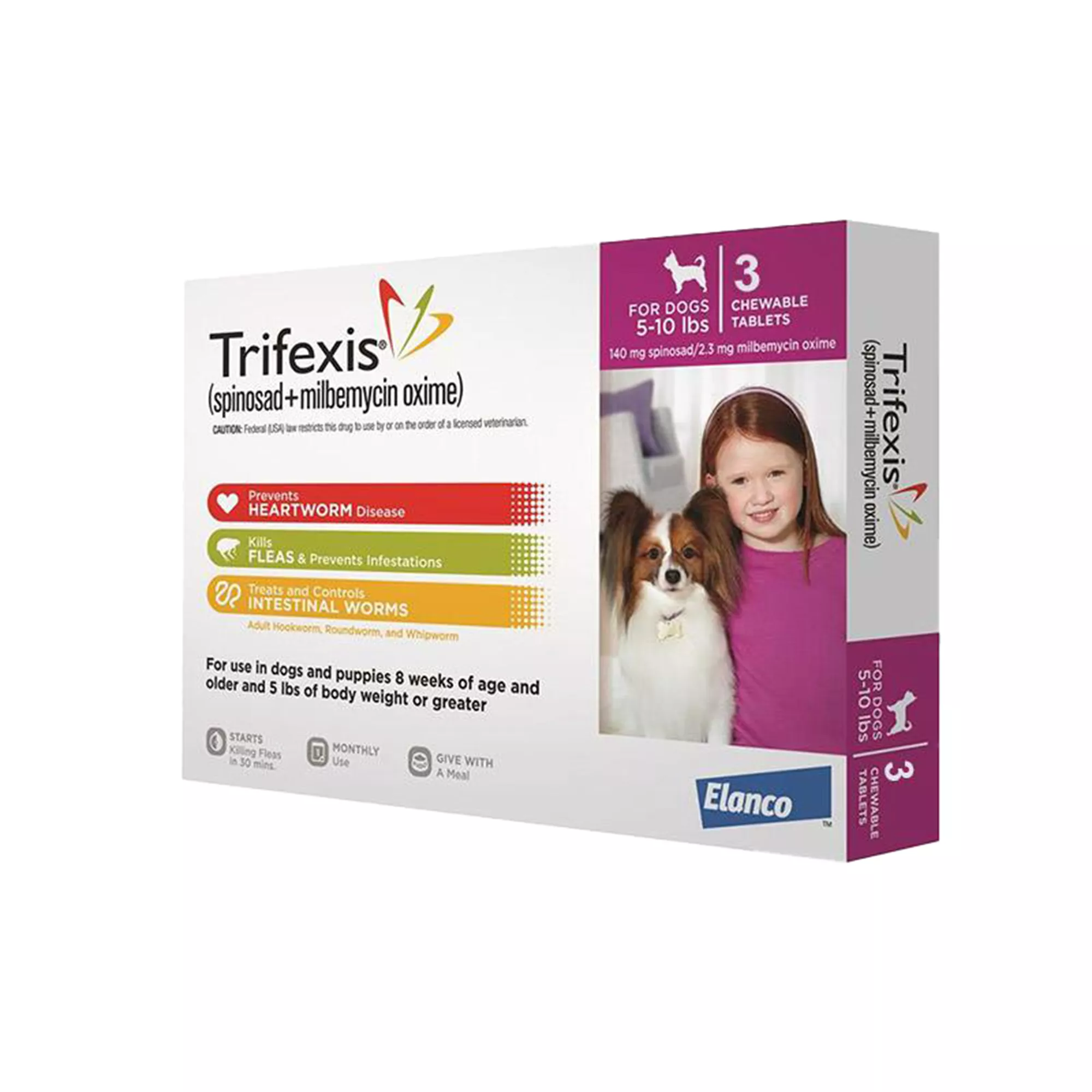 Trifexis Chewable Tablets for Dogs 5-10 lbs Pink