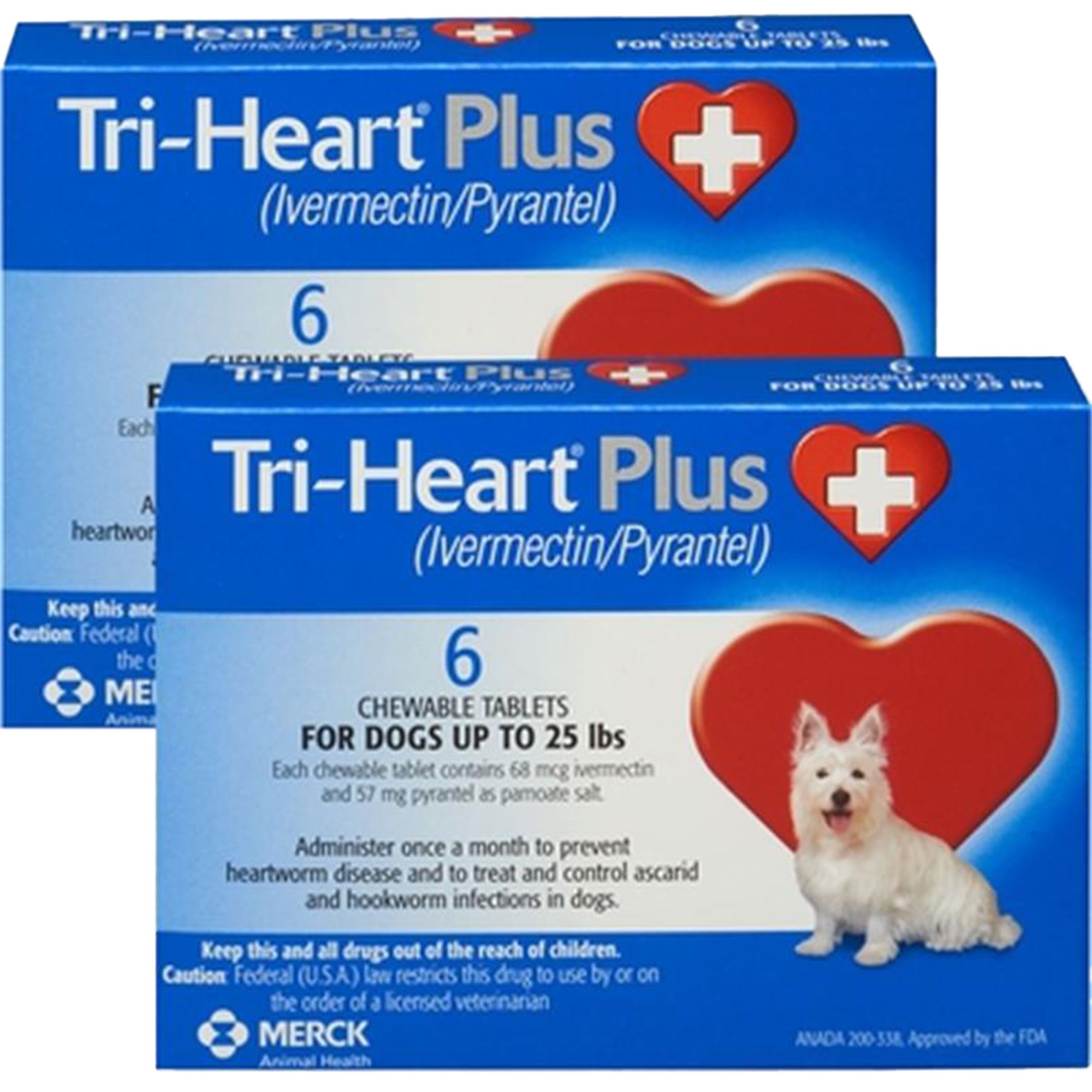 Tri Heart Plus Chewable Tablets for Dogs 1 25 lbs Blue 6 Month