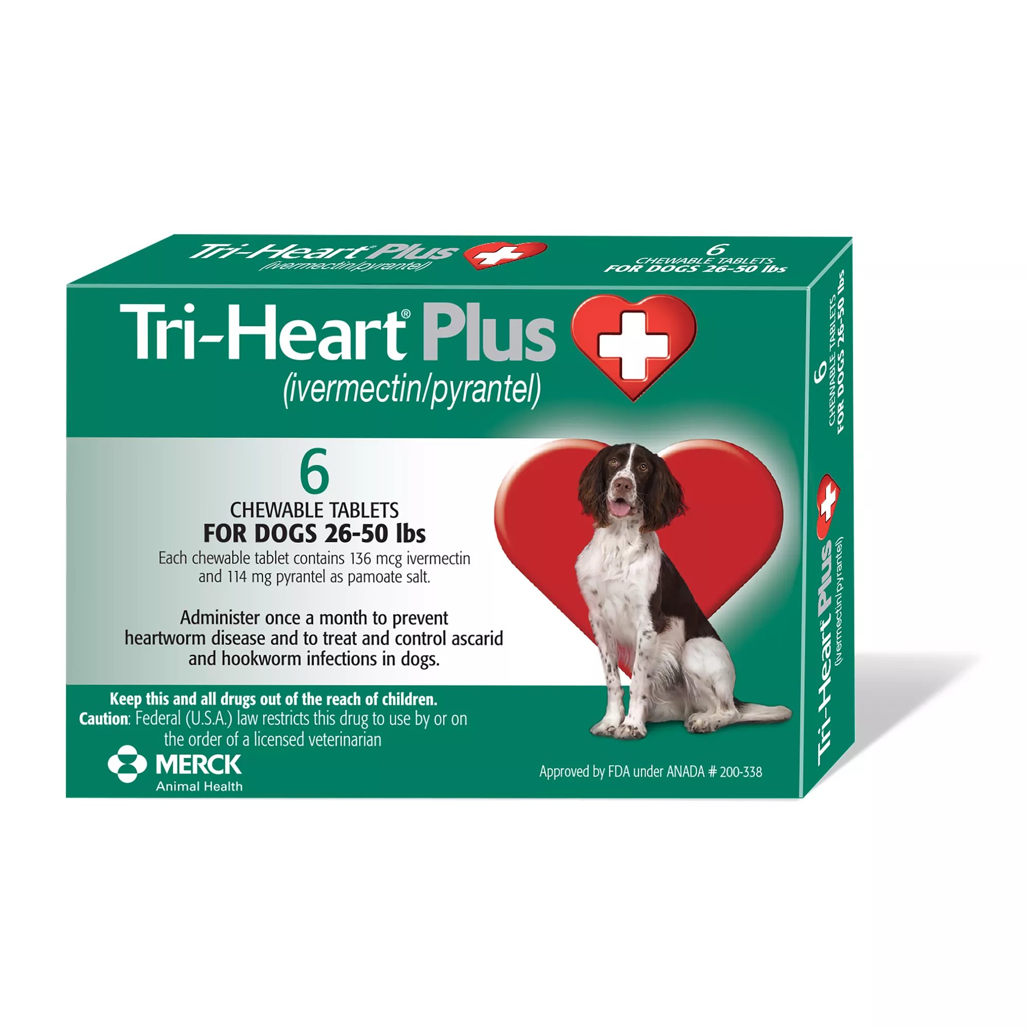 Tri-Heart Plus Chewable Tablets for Dogs 26-50 lbs Green