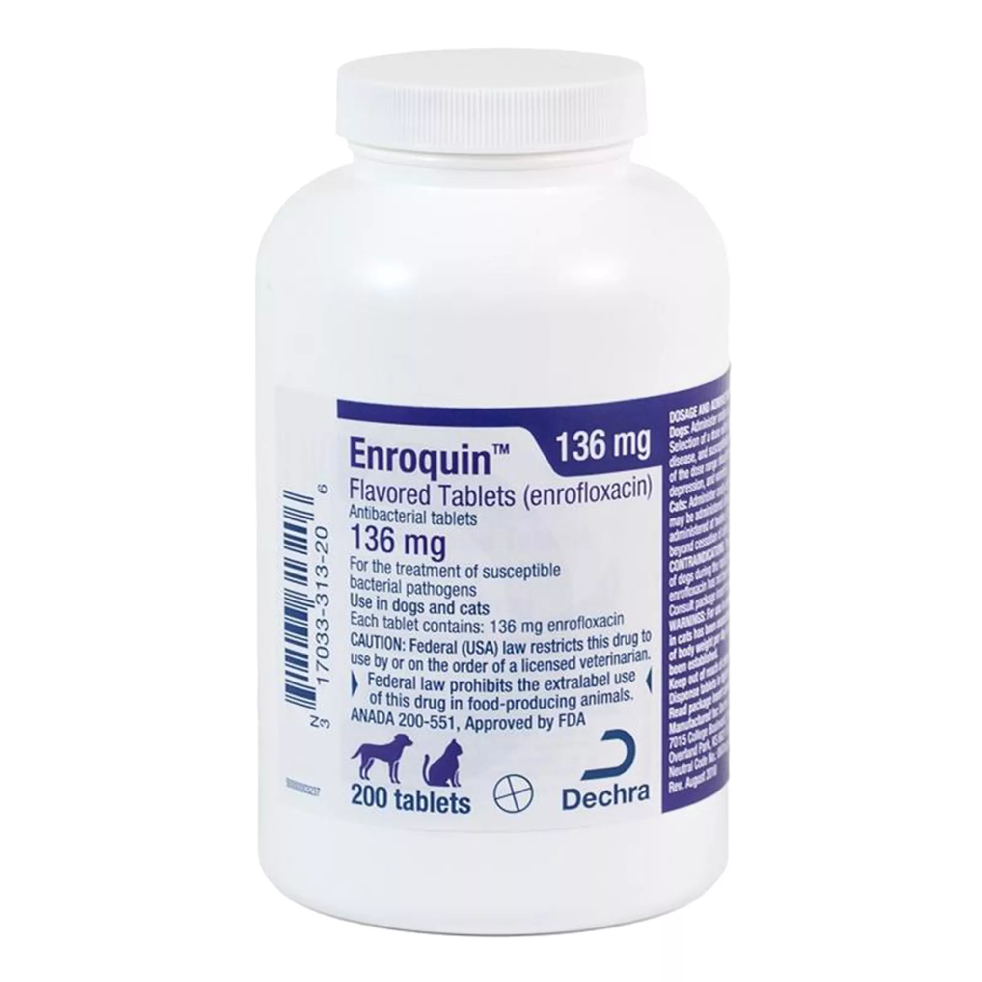 Enroquin (Enrofloxacin Flavored) - 22.7 mg, 68 mg, 136 mg - Single Tablet