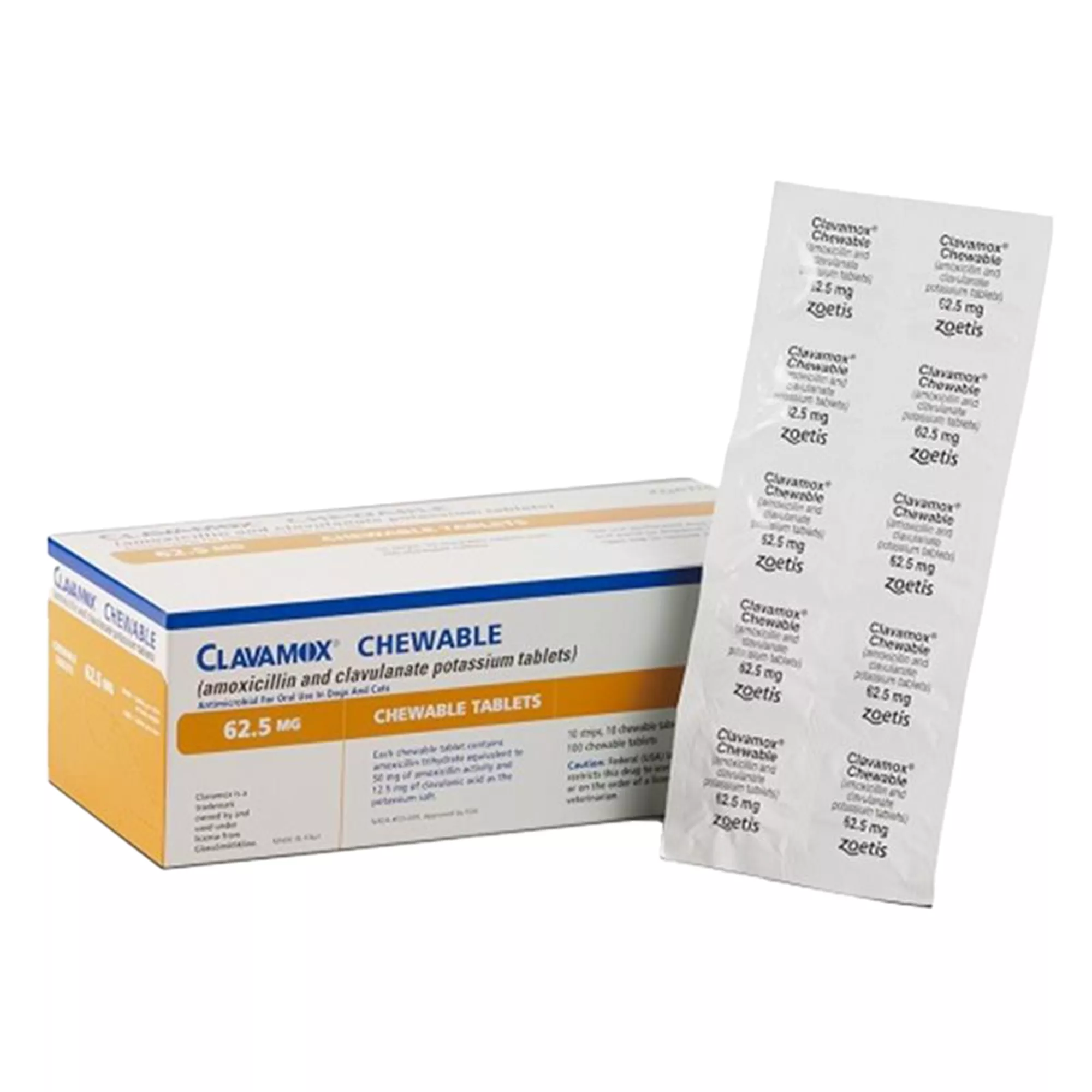 Clavamox - 62.5 mg, 125 mg, 250 mg, 375 mg - Single Chewable Tablet
