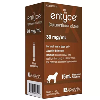 Product Entyce 30 mg/ml Capromorelin Oral Solution for Dogs - Bottle w/ Dosing Syringe