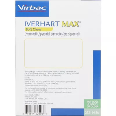 Product Iverhart Max Soft Chews 25.1-50 lbs Green - 6 or 12 Month Supply