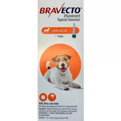 Bravecto Topical for Dogs, 9.9-22 lbs (Orange Box), 1 Dose, 12-Week Flea & Tick Protection - Image 1