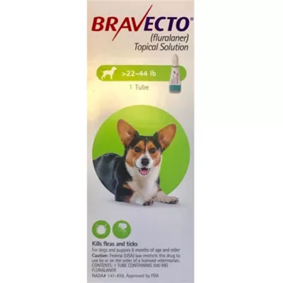 Bravecto Topical for Dogs, 22-44 lbs (Green Box), 1 Dose, 12-Week Flea & Tick Protection - Image 1