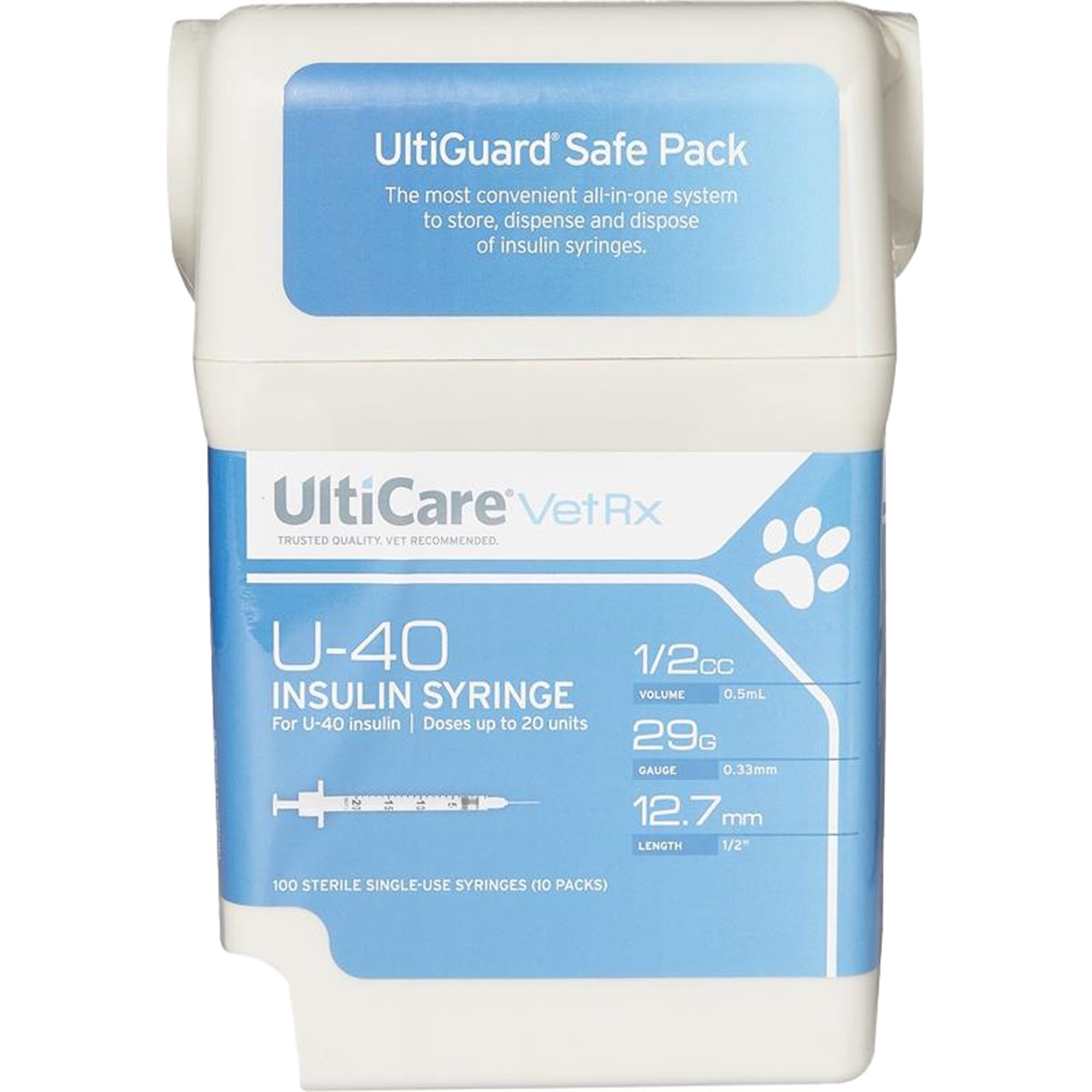 UltiGuard U 40 Insulin Syringes 29g Sharps Box of 100 Needle 1 2