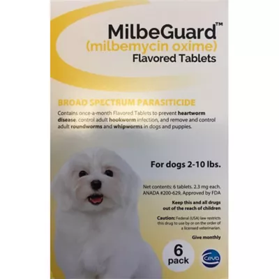 Product MilbeGuard Flavored Tablets for Dogs, 6 Month Supply Dogs 2-10 lbs Yellow