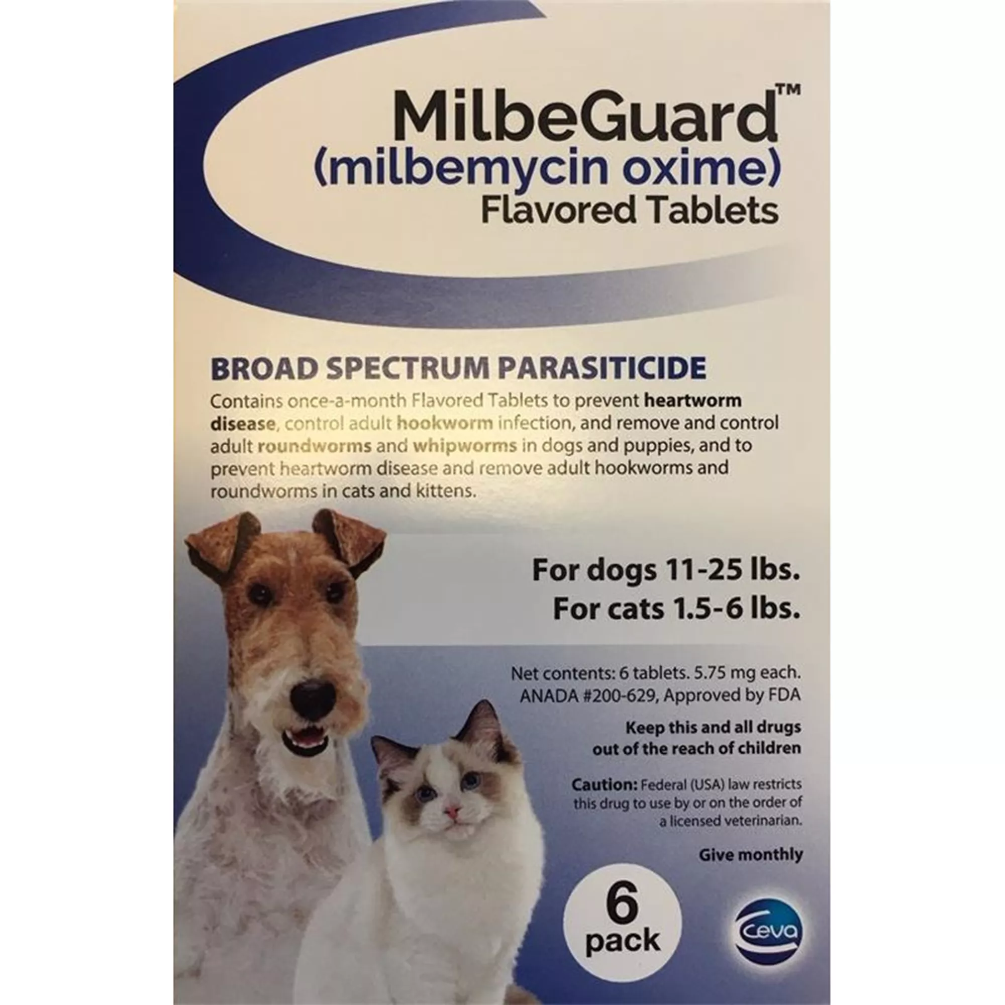 MilbeGuard Flavored Tablets for Dogs and Cats, 6 Month Supply Dogs 11-25 lbs / Cats 1.5-6 lbs Blue