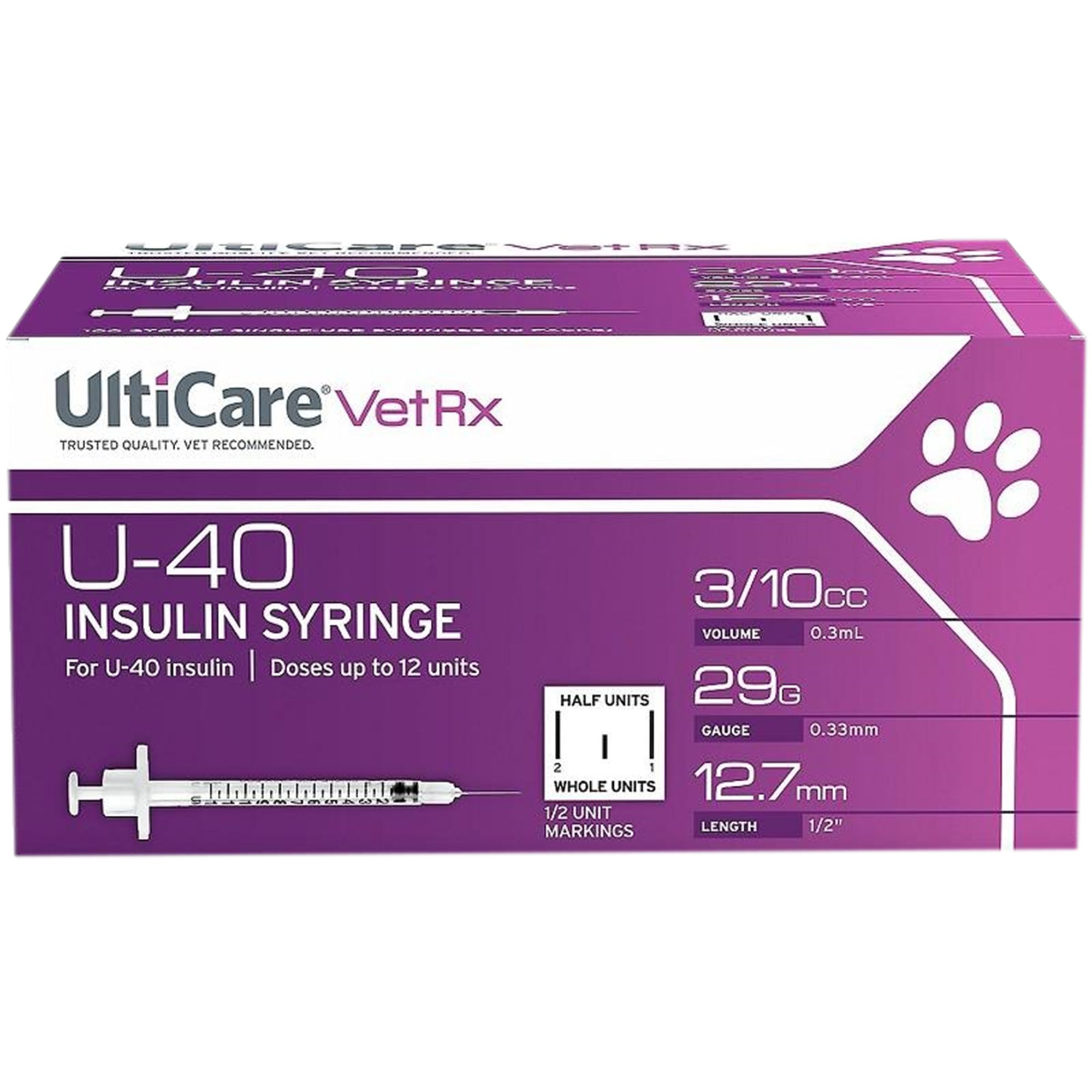 U-40 Insulin Syringes with Needles  Box of 100 Veterinary Syringes -  Jeffers