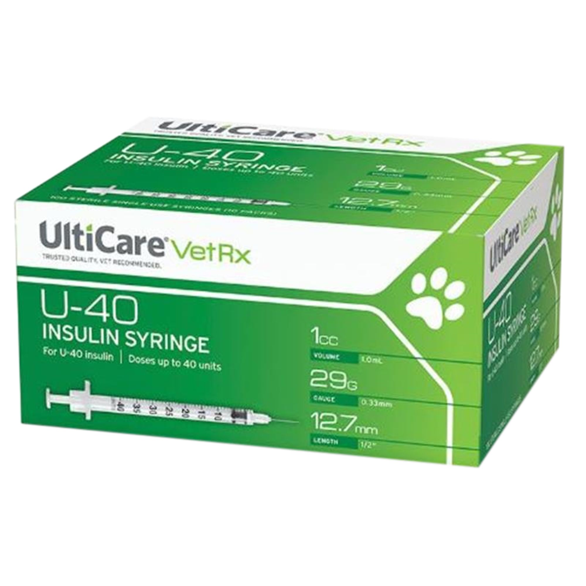 Ulticare U 40 Insulin Syringes 29g Box of 100 Needle 1 2 inch