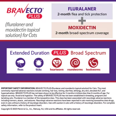 Bravecto Plus Topical Solution for Cats, 2.6-6.2 lb (Green), 1 Dose, 2-Month Supply - Image 2