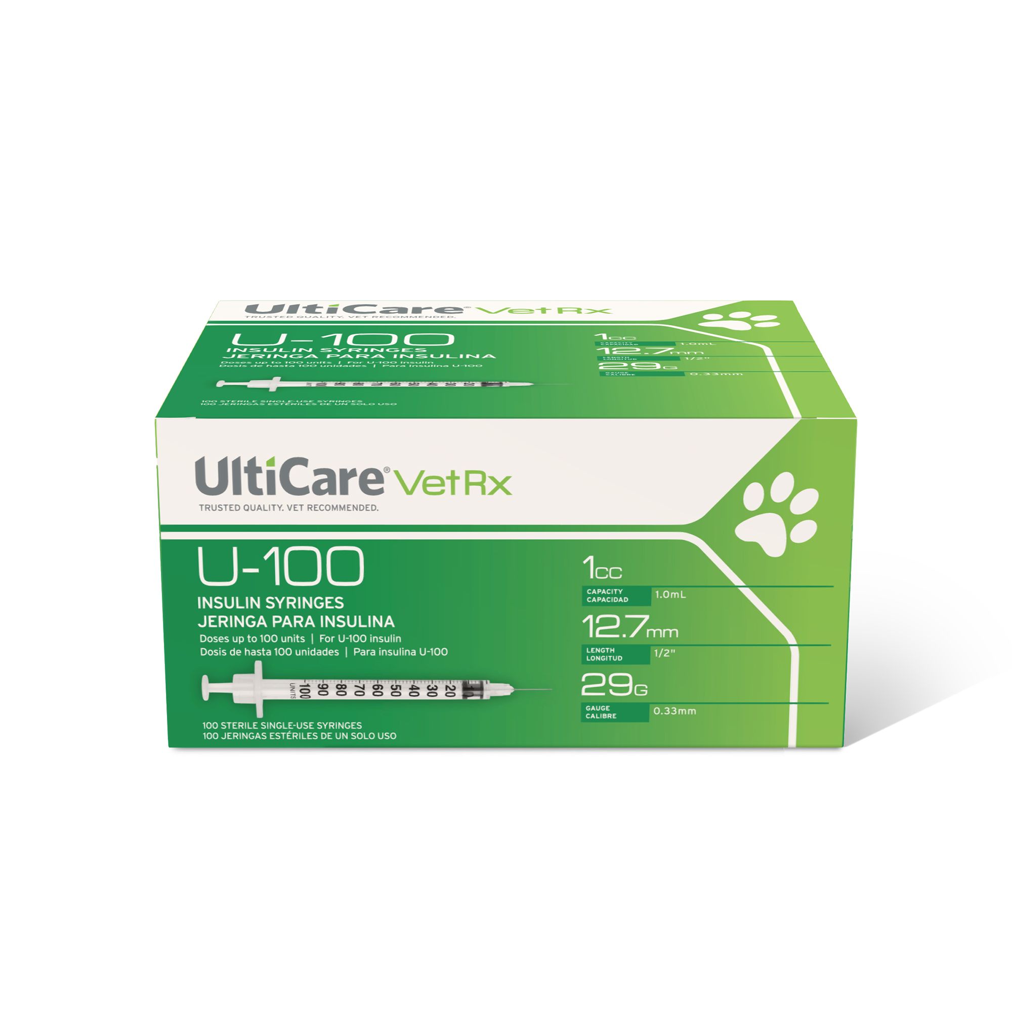 UltiCare U 100 Insulin Syringes 29g Box of 100 Needle 1 2 inch Size 1 CC PetSmart