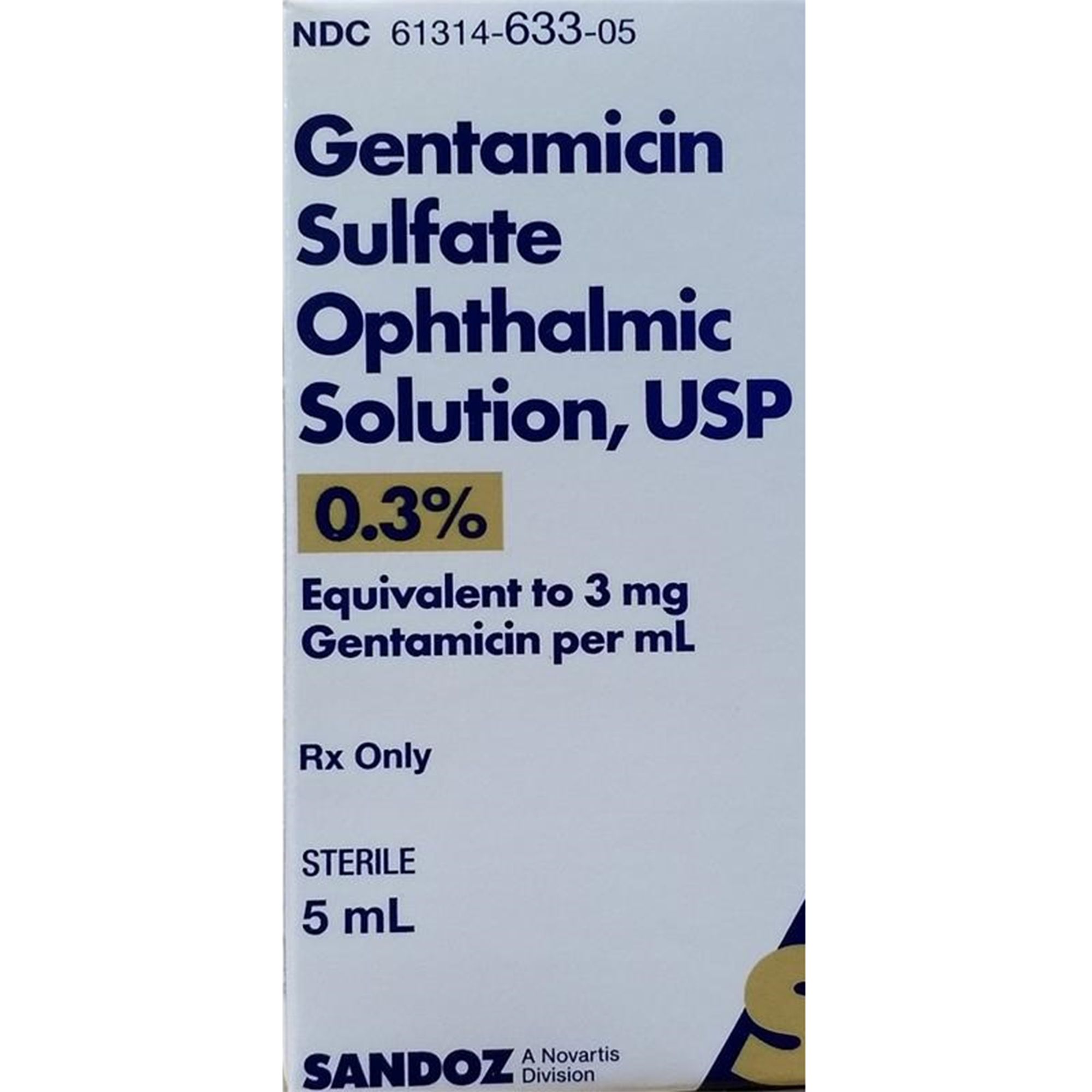 Gentamicin Ophthalmic Solution 0.3 5 ml Pharmacy Ear Eye