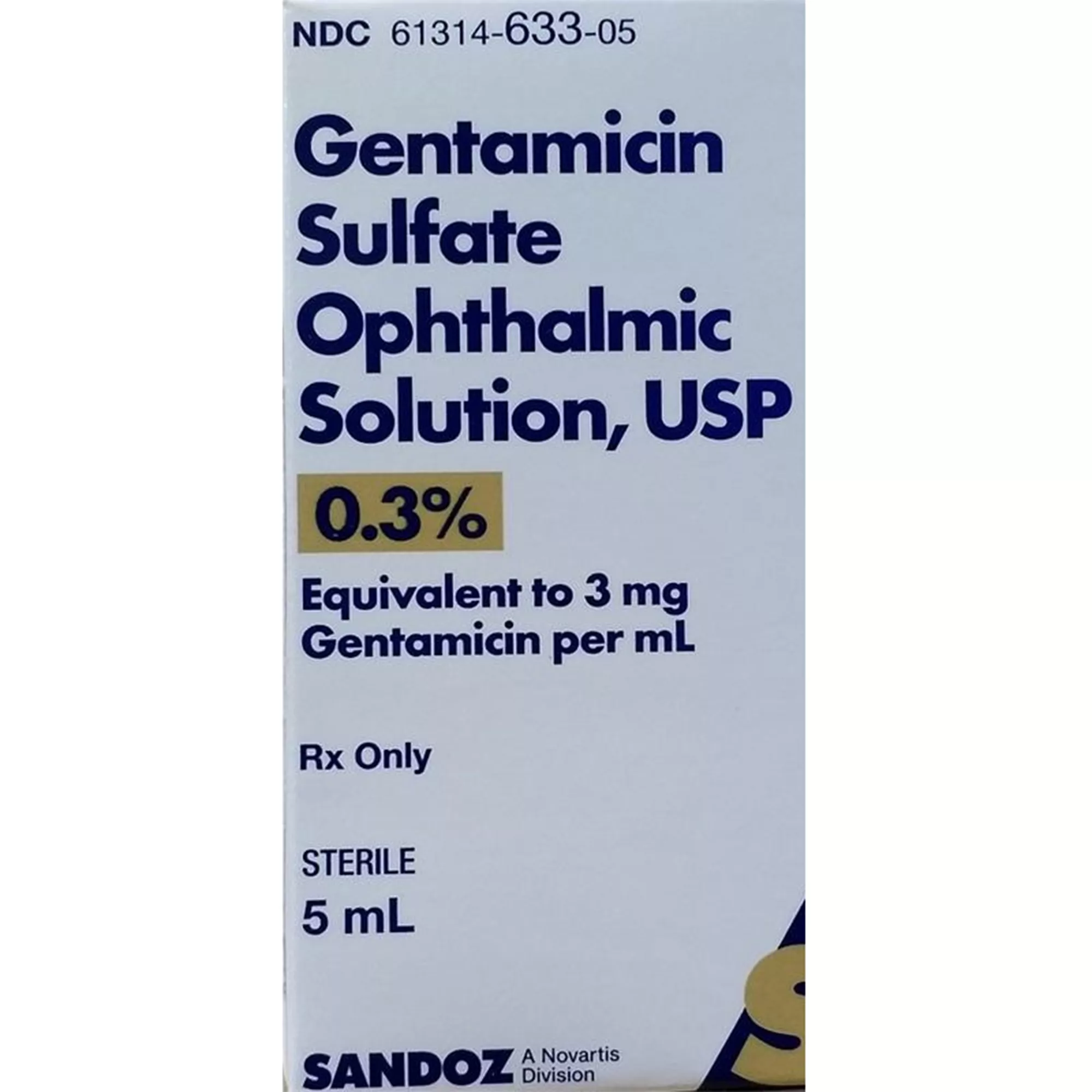 Gentamicin Ophthalmic Solution  0.3%, 5 ml