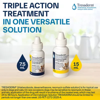 Tresaderm (thiabendazole, dexamethasone, neomycin sulfate) Dog & Cat Topical Solution 7.5 mL, 15 mL - Image 2