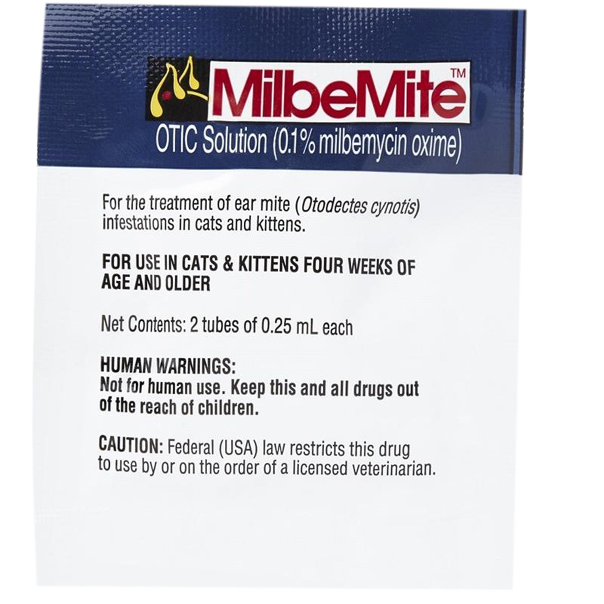 Milbemite Otic Solution for Cats 1 Pouch 2 tubes