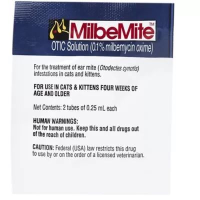 Product Milbemite Otic Solution for Cats, 1 Pouch (2 tubes)