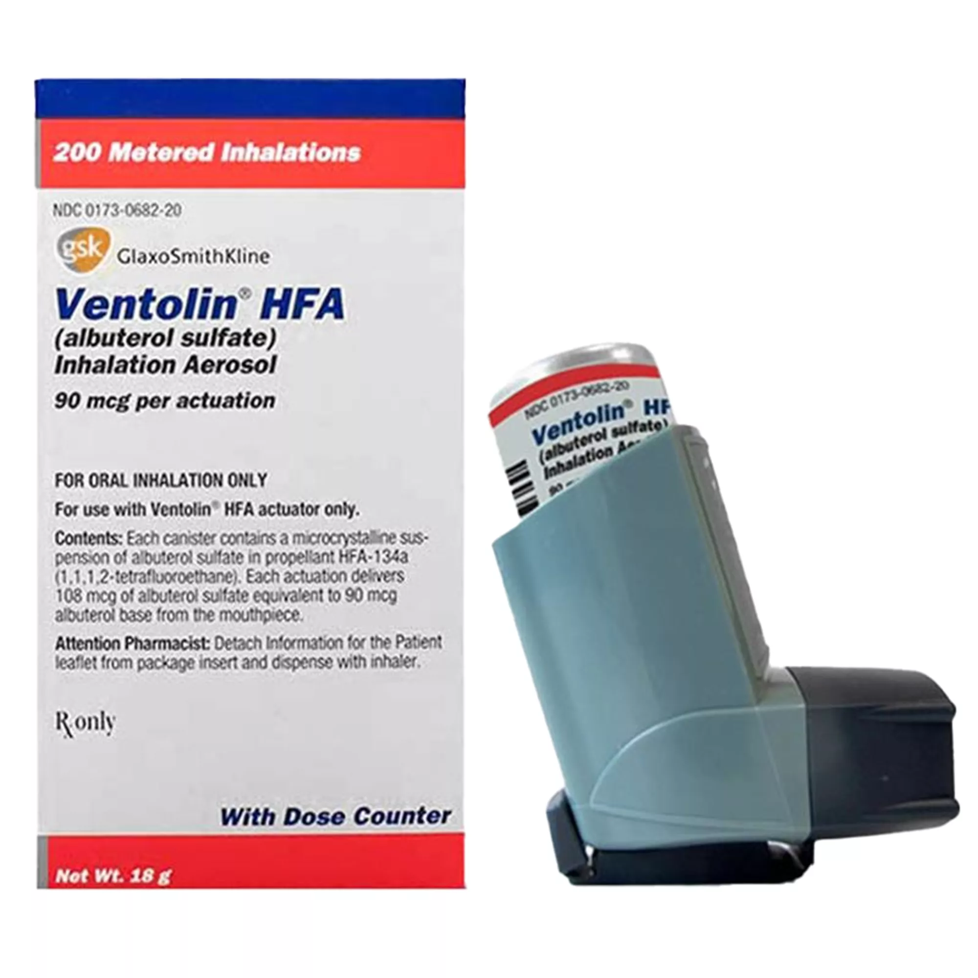 Ventolin HFA (Albuterol Sulfate) 90 mcg, 18 g Inhaler