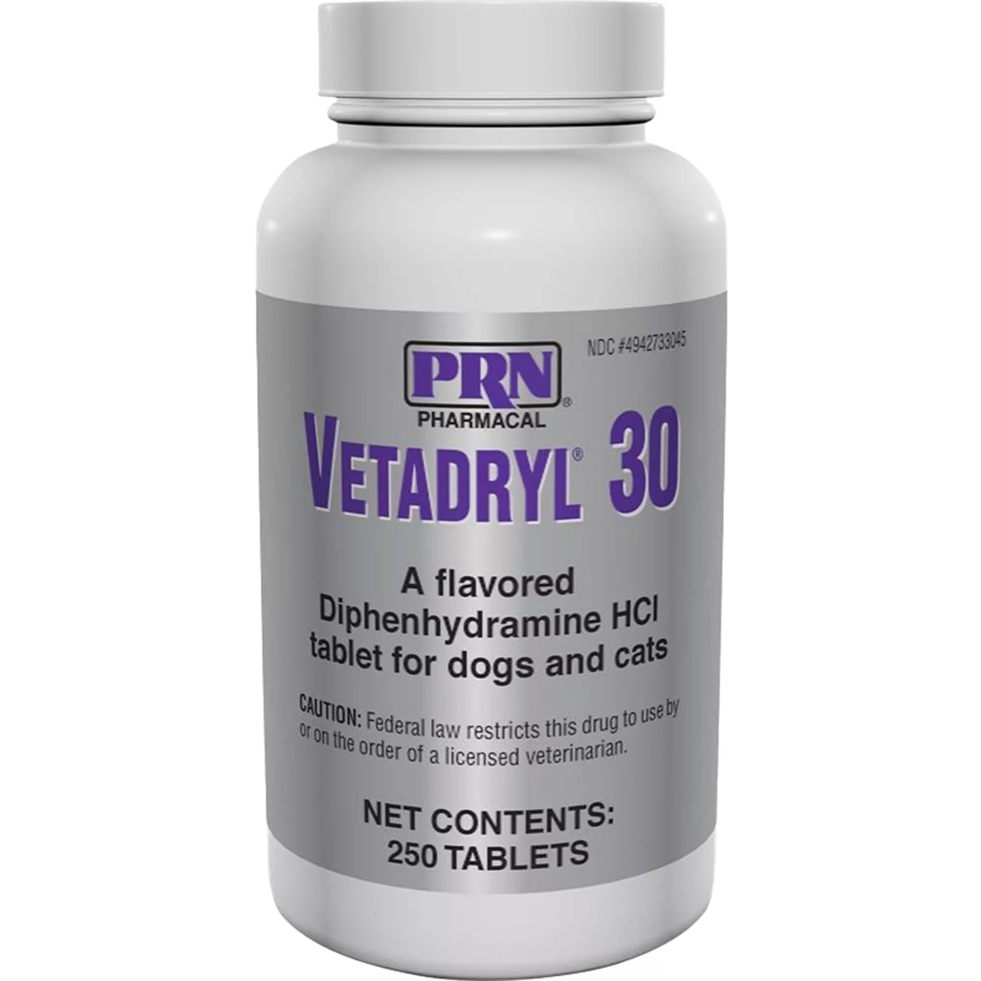 Vetadryl (Diphenhydramine HCl) Tablets for Dogs & Cats 30 mg