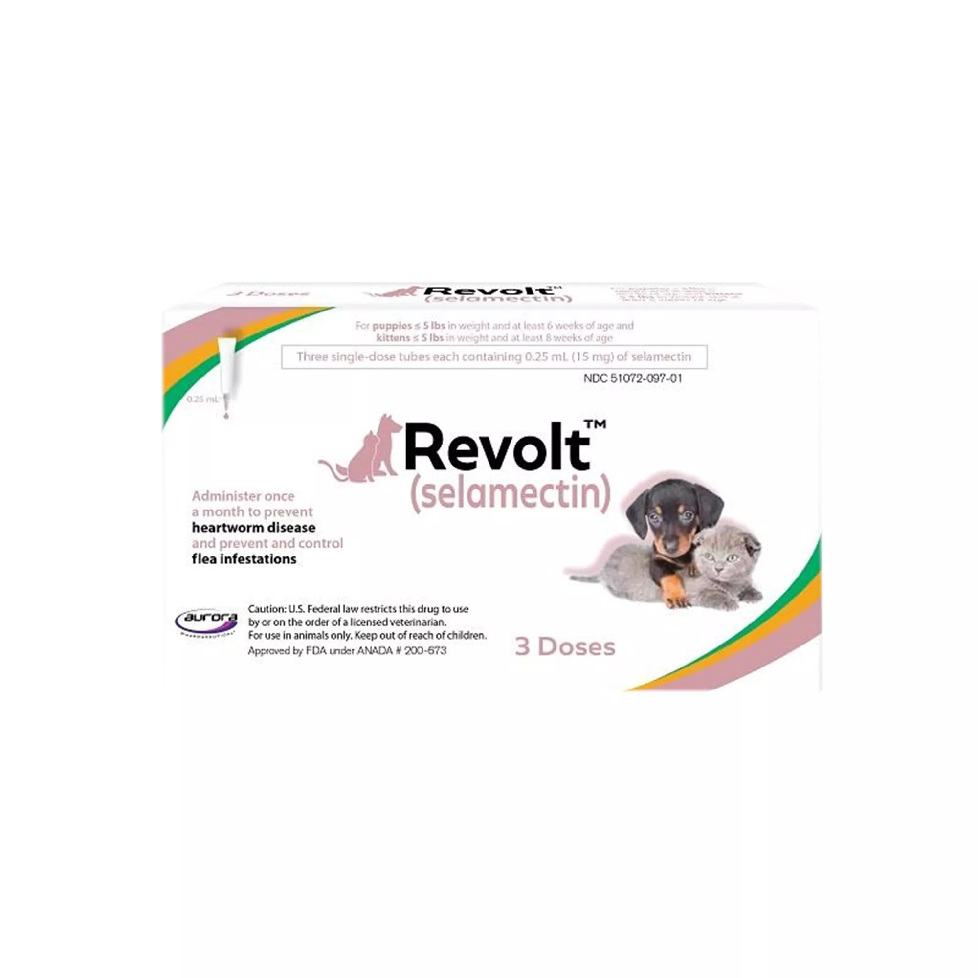 Revolt (selamectin) Topical for Kittens and Puppies up to 5 lbs, 3 Month Supply