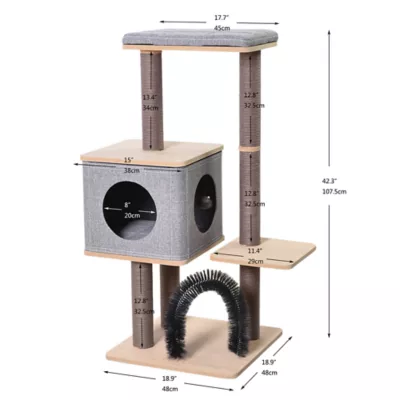 Product PetPals 42-in Elevate 3-Level Jute Activity Cat Tree, Beige