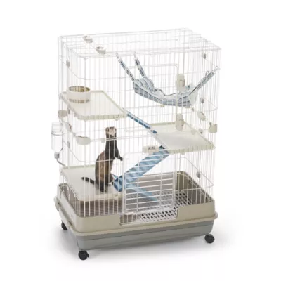 Product Full Cheeks™Climb Up Small Pet Habitat - Includes Cage, Ramps, Shelves, Wheels, Tray & Grate