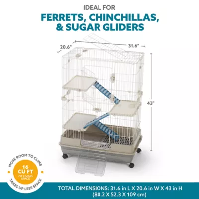 Product Full Cheeks™Climb Up Small Pet Habitat - Includes Cage, Ramps, Shelves, Wheels, Tray & Grate