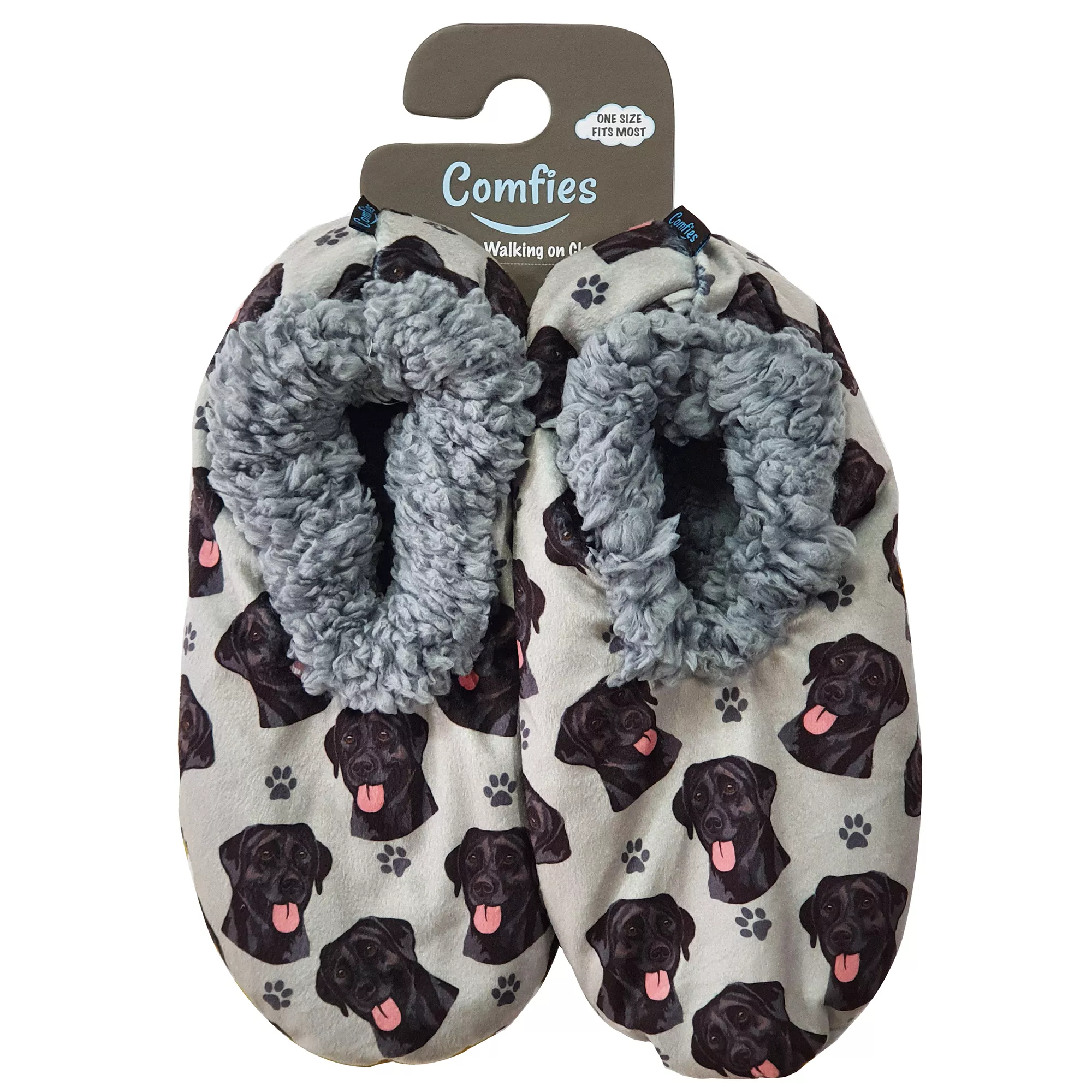 E&S Pets Black Labrador Slippers for People