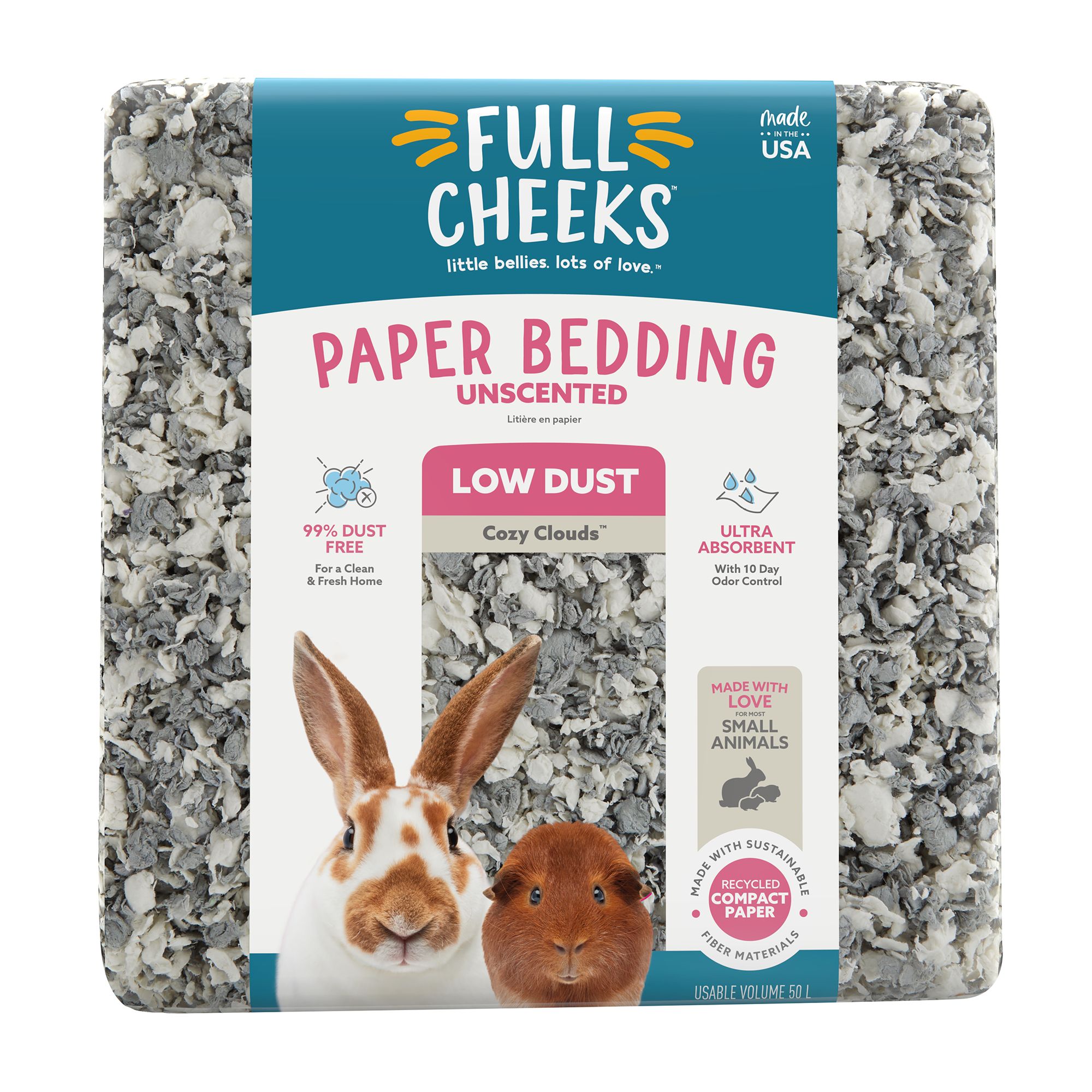 Full Cheeks Odor Control Small Pet Paper Bedding Cozy Clouds