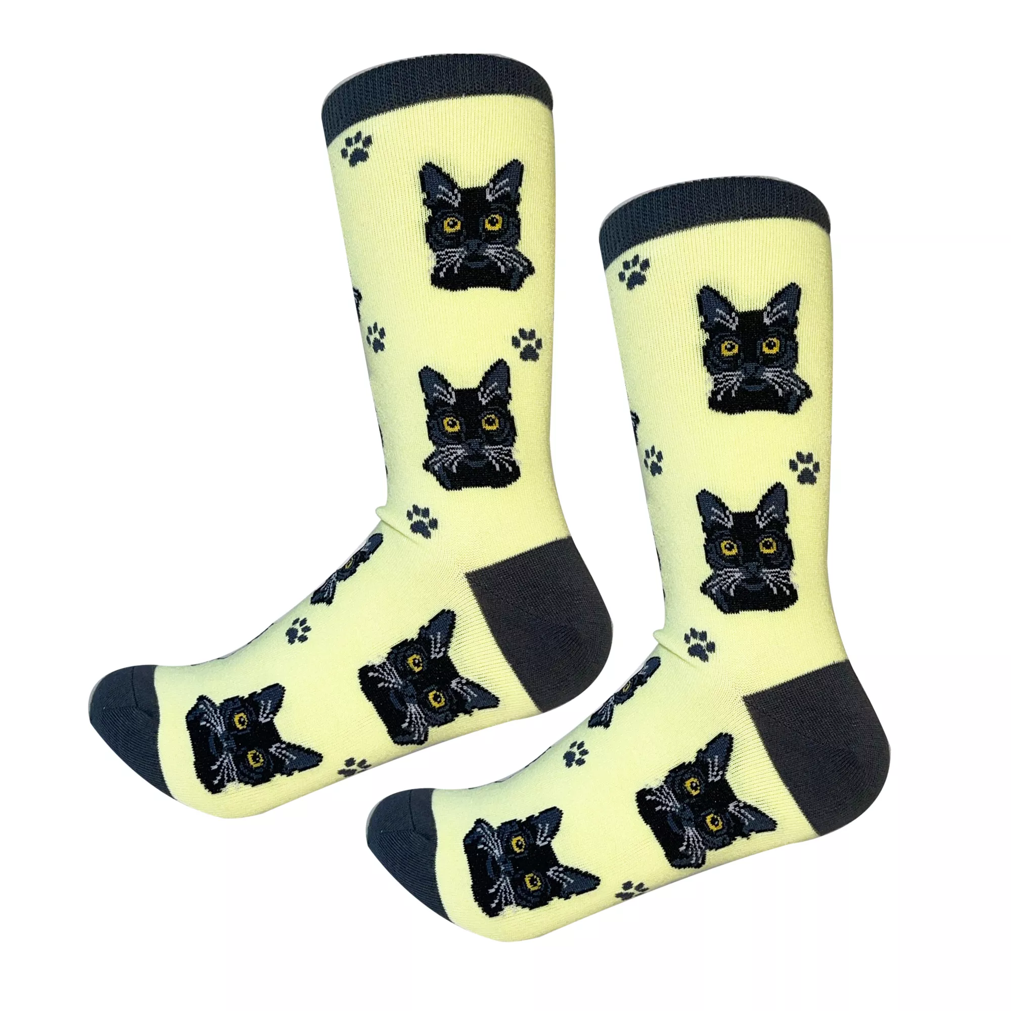 E&S Pets Black Cat Socks for People