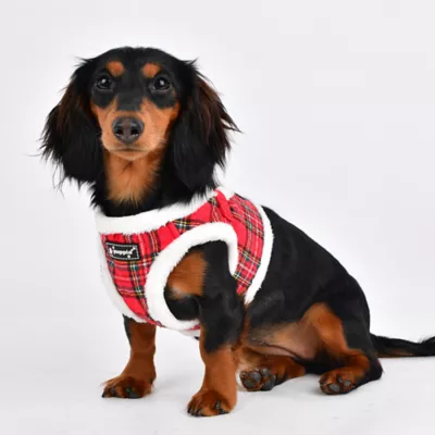 Puppia® Red Plaid Holiday Blitzen Warm & Fuzzy Vest Dog Harness - Image 4