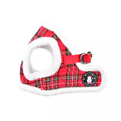 Puppia® Red Plaid Holiday Blitzen Warm & Fuzzy Vest Dog Harness - Image 1