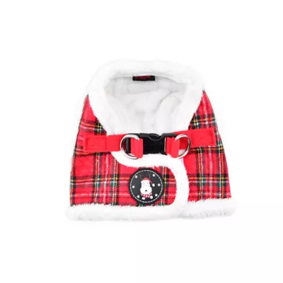 Puppia® Red Plaid Holiday Blitzen Warm & Fuzzy Vest Dog Harness - Image 2