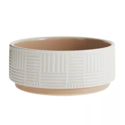 Product Full Cheeks™ Small Pet Cross Hatch Ceramic Bowl