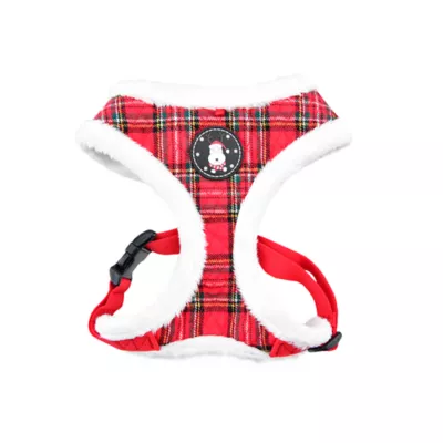 Puppia® Red Plaid Holiday Blitzen Warm & Fuzzy Dog Harness - Image 1