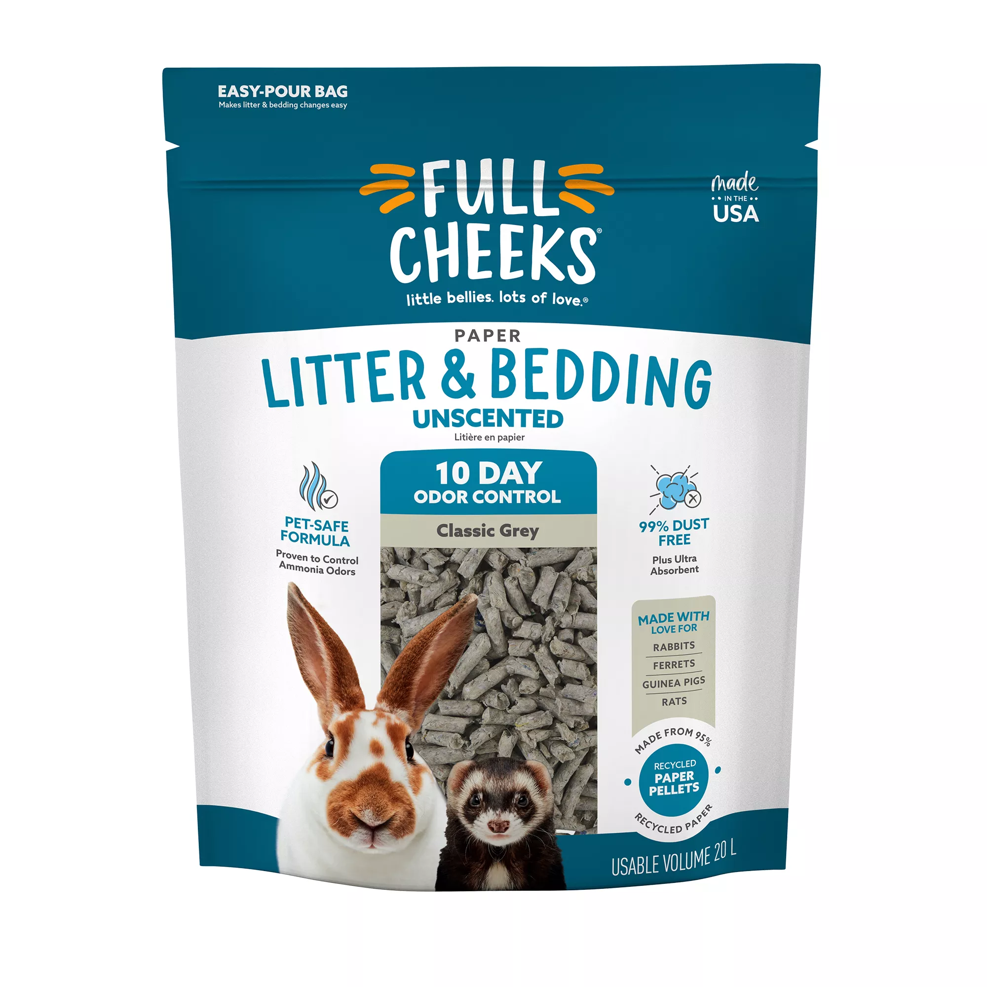 Full Cheeks™ Odor Control Small Pet Paper Litter & Bedding - Grey