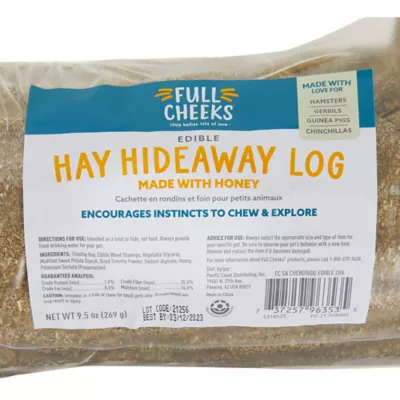 Product Full Cheeks™ Small Pet Hide Edible Hay Hideaway Log