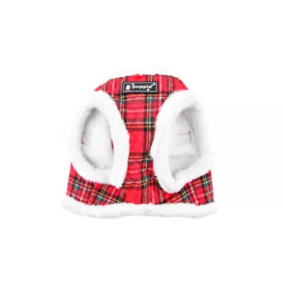 Product Puppia® Red Plaid Holiday Blitzen Warm & Fuzzy Vest Dog Harness