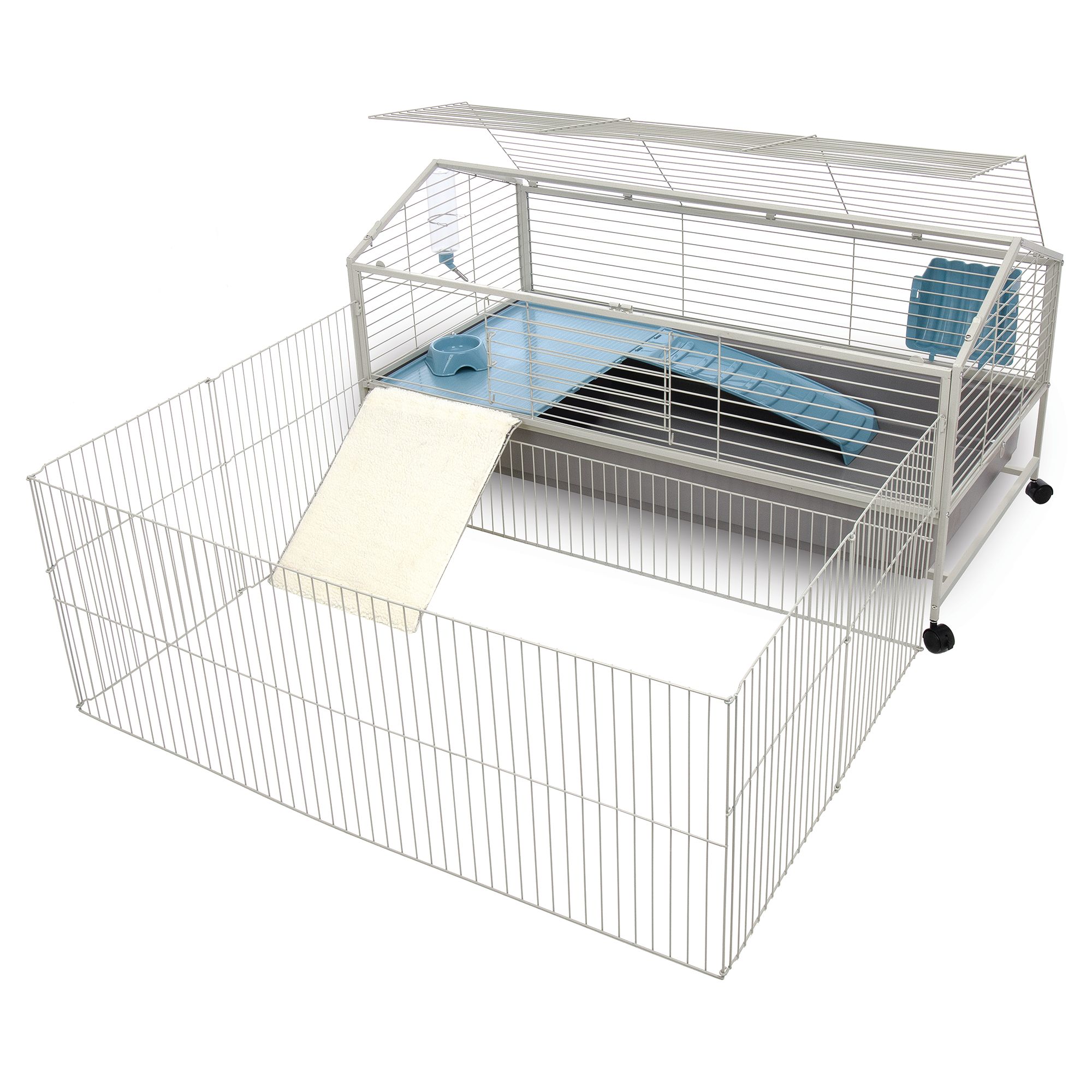 Full Cheeks™ Courtyard Guinea Pig Habitat - Includes Cage, Play Yard,  Feeding & Cage Accs.