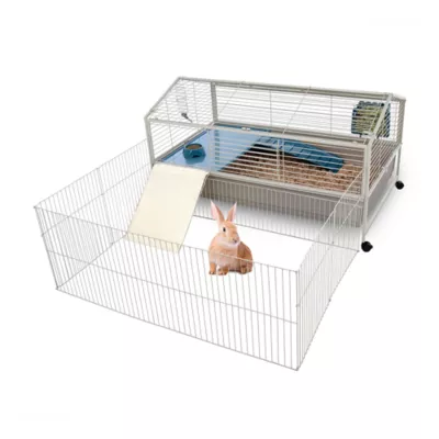 Rabbit cage with play yard best sale