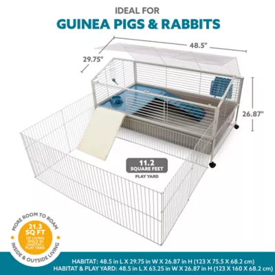 Product Full Cheeks™ Courtyard Rabbit Habitat - Includes Cage, Play Yard, Feeding & Cage Accessories