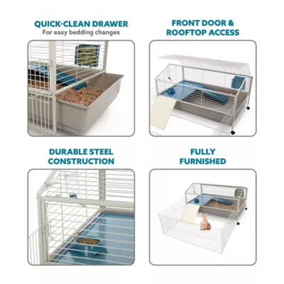 Product Full Cheeks™ Courtyard Rabbit Habitat - Includes Cage, Play Yard, Feeding & Cage Accessories