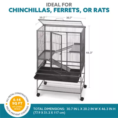 Product Full Cheeks™ Chew Proof Small Pet Habitat - Includes Cage, Trays, Ramps, Shelves & Wheels