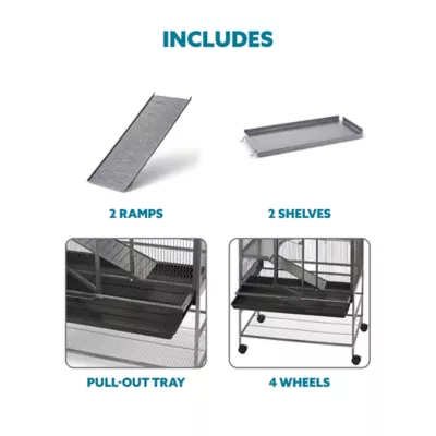 Product Full Cheeks™ Chew Proof Small Pet Habitat - Includes Cage, Trays, Ramps, Shelves & Wheels