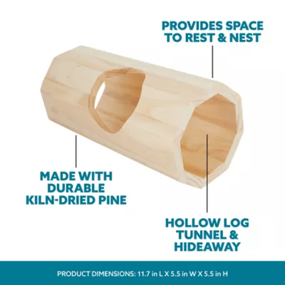 Product Full Cheeks™ Small Pet Pinewood Hollow Log Tunnel & Hideaway