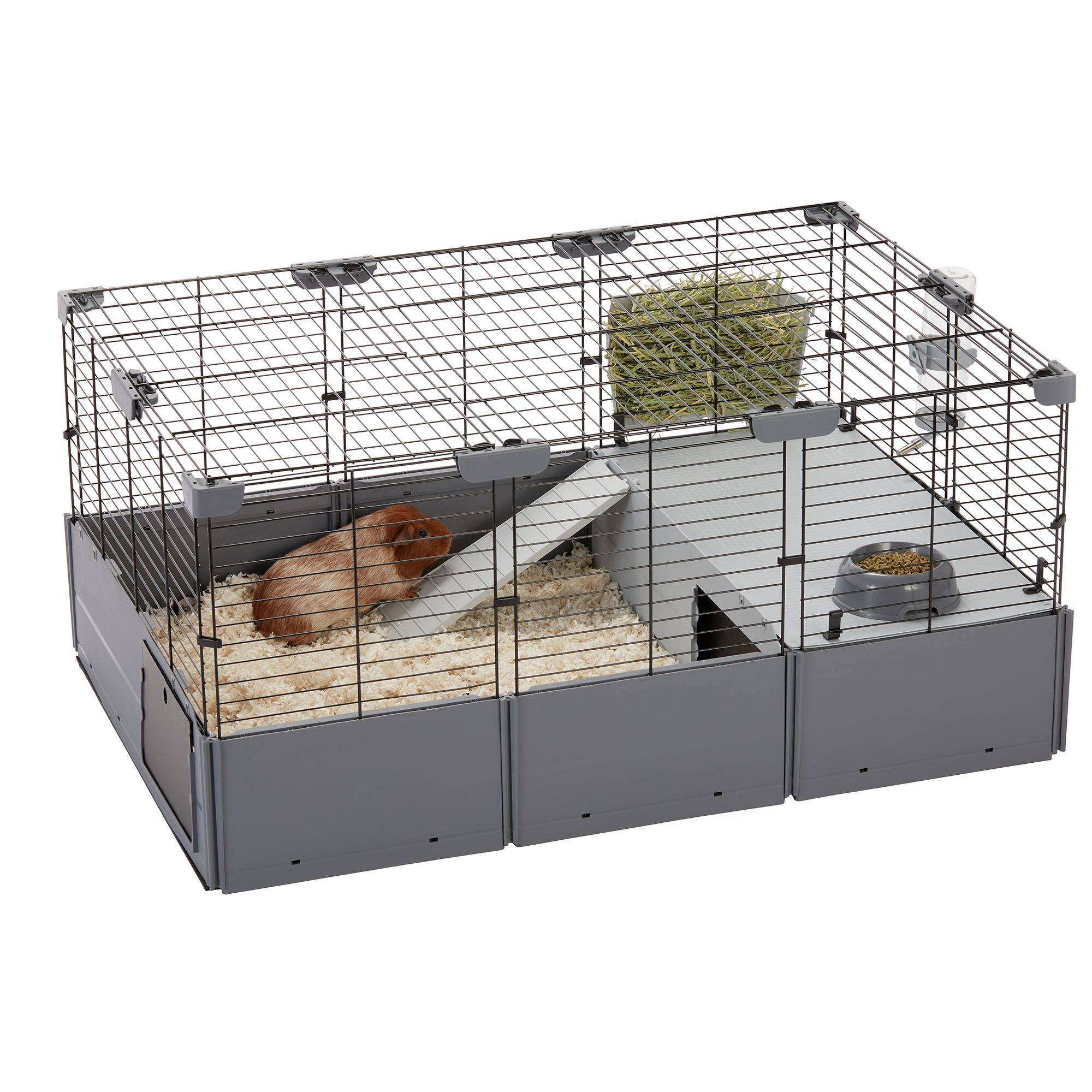 Full Cheeks, Customizable Small Pet Habitat - Includes Cage, Hideaway, Hay Feeder, Bowl, and Bot, Size: 41.6L x 27.5W 19.6H | PetSmart