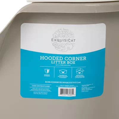 ExquisiCat® Hooded Corner X-Large Cat Litter Box with Lid, Beige/White - Image 6