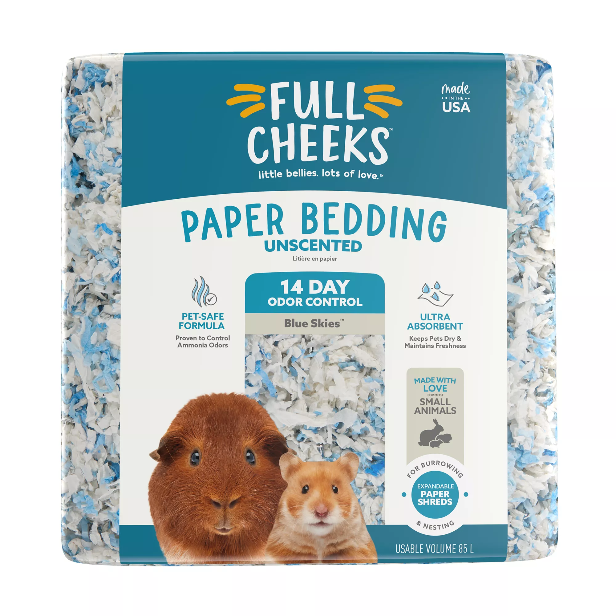 Full Cheeks™ Odor Control Small Pet Paper Bedding - Blue Skies